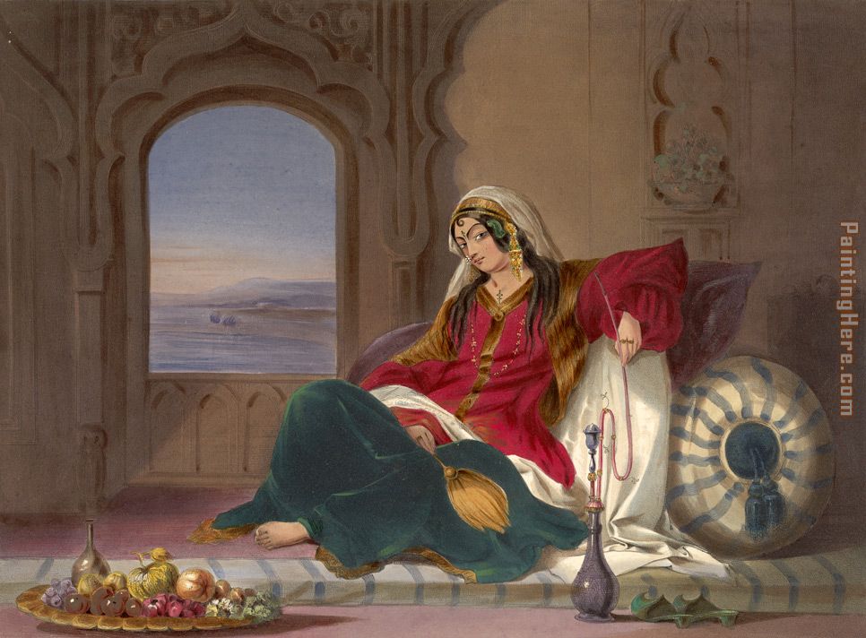 Kandahar Lady of Rank, Engaged in Smoking painting - Unknown Artist Kandahar Lady of Rank, Engaged in Smoking art painting